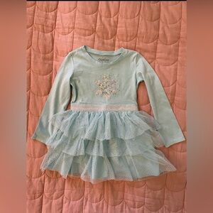 Toddler Girls' Light Blue Ruffled Snowflake Christmas Dress, size 2T